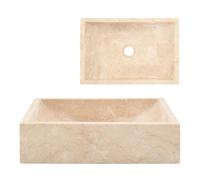 vidaXL Lavabo Mármol Crema Brillo Piedra Natural 45x30x12 cm Pila Baño Aseo