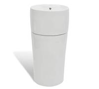 vidaXL Lavabo de pie redondo de cerámica hueco de grifo/desagüe blanco