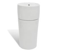 vidaXL Lavabo de Pie Redondo Agujero Grifo Desagüe Cerámica Blanco Lavamanos