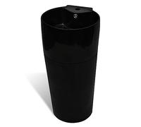 vidaXL Lavabo redondo de cerámica con orificio de grifo/desagüe negr