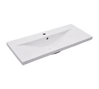 vidaXL Lavabo Encastrado Cerámica Decoración Baño Casa Interior Hogar Accesorios Fontanería Diseño Moderno Elegante Funcional Blanco 91x39.5x18.5cm