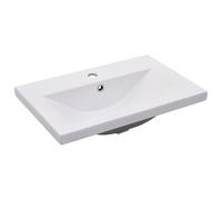 vidaXL Lavabo Encastrado Cerámica Decoración Baño Casa Interior Hogar Accesorios Fontanería Diseño Moderno Elegante Funcional Blanco 61x39.5x18.5cm