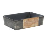 vidaXL Lavabo encimera rectangular cerámica negro marrón 46x35,5x13 cm