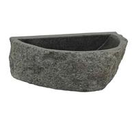 vidaXL Fregadero de baño Gris rústico (30 37) X (25 30) 12 cm de Piedra de río, colgado en la Pared, con Acabado Pulido, Forma elíptica, Ideal para Interiores, en Invierno y Primavera, Resistente al