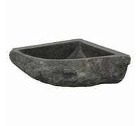 vidaXL Lavabo Gris (30-37) x (30-37) x 12 cm Piedra del Río, Lavabo de Piedra rústica, diseño Compacto, Ideal para baño o Exterior, decoración Inspirada en la Naturaleza