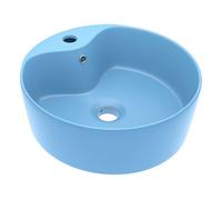 Vidaxl lavabo lujo con rebosadero cerámica azul claro mate 36x13 cm