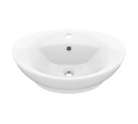 Vidaxl lavabo lujoso con rebosadero cerámica blanco mate 58,5x39 cm