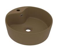 Vidaxl lavabo lujoso con rebosadero cerámica crema mate 36x13 cm
