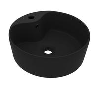 Vidaxl lavabo lujoso con rebosadero cerámica negro mate 36x13 cm