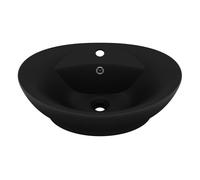 Vidaxl lavabo lujoso con rebosadero cerámica negro mate 58,5x39 cm