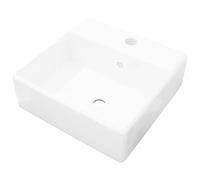vidaXL Lavabo lujoso cuadrado cerámica orificio de grifo 41x41 cm