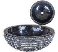 vidaXL Lavavo Redondo con Diseño Elegante de Mármol Negro Piedra Natural 40 cm Lavamos Aseo