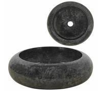 vidaXL Lavabo Mármol Mobiliario Cuarto de Baño Lavabos Grifos Decoración Casa Hogar Robusto Elegante Moderno Bricolaje Fontanería Negro 40x12cm Piedra Natural