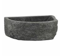 vidaXL Lavabo de baño rústico Gris de (38 x 45) x (30 x 35) cm, Hecho de Piedra de río. Diseño colgado en la Pared, con Acabado Pulido y Estilo Opaco. Ideal para Uso Interior y Viene con Accesorios
