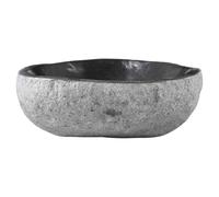 VidaXL Lavabo Oval Gris (32-37) x (27-30) x 12 cm Piedra de Río, Baño, Fregadero Oval, Cuenca antracita rústica, Lavabo de piedra, Drenaje pretaladrado, Fácil de limpiar