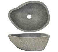 vidaXL Lavabo Ovalado, Cuenca de Piedra Natural, Pila de Lavamanos Fregadero, Decoración para Cuarto de Baño Aseo Hogar, Piedra de Río