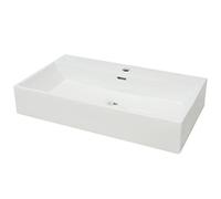 vidaXL Lavabo Rectangular con Agujero de Grifo Cerámica Blanco Lavamanos Aseo