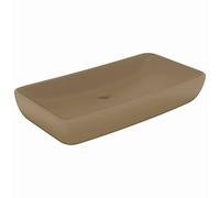 vidaXL Lavabo Rectangular de Lujo Tocador Montado Encima Piedra Vasija Aseo Indoro Garaje Fácil de Limpiar de Cerámica Crema Mate 71x38 cm