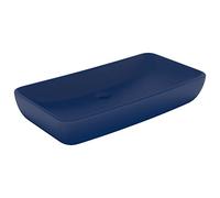 vidaXL Lavabo Rectangular de Lujo Tocador Montado Encima Piedra Vasija Aseo Indoro Garaje Fácil de Limpiar de Cerámica Azul Oscuro Mate 71x38 cm