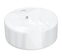 vidaXL Lavabo redondo para encimera – Cerámica blanca con orificio de desagüe 40x14,5 cm