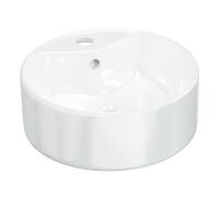 vidaXL Lavabo redondo para encimera – Cerámica blanca con orificio de desagüe 40x14,5 cm