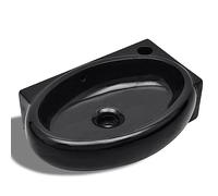 vidaXL Lavabo redondo de cerámica con agujero para grifo y desagüe - Negro