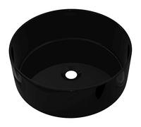vidaXL Lavabo Redondo Cerámica Negro 40x15 cm Lavamanos Lavatorio Grifo Baño
