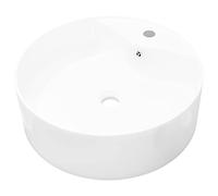 Lavabo De Cerámica Con Agujero Para Grifo/desagüe Blanco Redondo