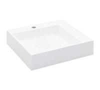 vidaXL Lavabo Resina Mineral/Mármol Baño Servicio Fregadero Fontanería Bricolaje Instalación Decoración Grifería Sanitario 50x50x12,3 cm Blanco