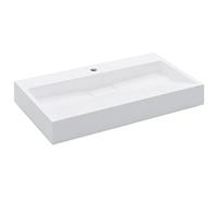 vidaXL Lavabo Resina Mineral/Mármol Baño Servicio Fregadero Pieza Fontanería Bricolaje Instalación Decoración Grifería Sanitario 80x46x11 cm Blanco