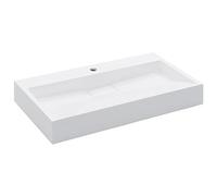 vidaXL Lavabo Resina Mineral/Mármol Baño Servicio Fregadero Pieza Fontanería Bricolaje Instalación Decoración Grifería Sanitario 80x46x11 cm Blanco