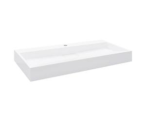 vidaXL Lavabo Resina Mineral/Mármol Baño Servicio Fregadero Pieza Fontanería Bricolaje Instalación Decoración Grifería Sanitario 100x46x11 cm Blanco