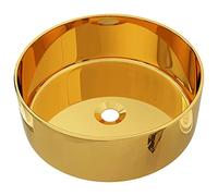 vidaXL Lavabo Sanitario Baño Servicio Casa Fregadero Piezas de Fontanería Bricolaje Instalación Decoración Aseo Grifería 40x15 cm Cerámica Dorado