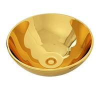 vidaXL Lavabo Sanitario Baño Servicio Casa Fregadero Piezas de Fontanería Bricolaje Instalación Decoración Aseo Grifería 32,5x14 cm Cerámica Dorado