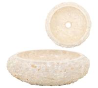 vidaXL Lavabo Sanitario Cuarto de Baño Servicio Fregadero Piezas de Fontanería Bricolaje Instalación Decoración Aseos Grifería 40x12 cm Mármol Crema Piedra Natural