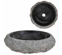 vidaXL Lavabo Sanitario Cuarto de Baño Servicio Fregadero Piezas de Fontanería Bricolaje Instalación Decoración Aseos Grifería 40x12 cm Mármol Negro Piedra Natural