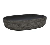 vidaXL Lavabo sobre encimera ovalado – Lavamanos de tocador de cerámica gris y negro
