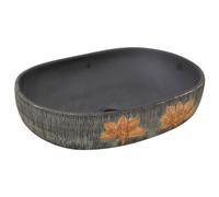 vidaXL Lavabo sobre Encimera Ovalado, Lavamanos de Tocador, Lavabo de Fregadero, Lavamanos sobre Encimera para Baño Aseo, Cerámica Gris y Negro