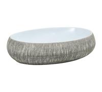 vidaXL Lavabo sobre Encimera Ovalado, Lavamanos de Tocador, Lavabo de Fregadero, Lavamanos sobre Encimera para Baño Aseo, Cerámica Gris y Azul