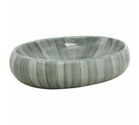 vidaXL Lavabo sobre Encimera Ovalado, Lavamanos de Tocador, Lavabo de Fregadero, Lavamanos sobre Encimera para Baño Aseo, Cerámica Verde