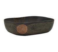 vidaXL Lavabo sobre Encimera Rectangular, Lavamanos de Tocador, Lavabo de Fregadero, Lavamanos sobre Encimera para Baño Aseo, Cerámica Negro