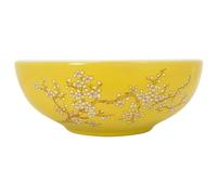 vidaXL Lavabo sobre encimera redondo – Cerámica blanco amarillo