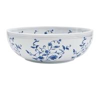 vidaXL Lavabo sobre encimera redondo cerámica blanco y azul Φ41x14 cm