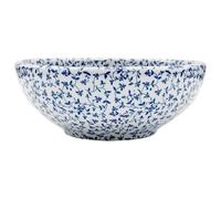 vidaXL Lavabo sobre encimera redondo cerámica blanco y azul Φ41x14 cm
