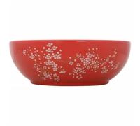 vidaXL Lavabo sobre encimera redondo cerámica blanco y rojo Φ41x14 cm