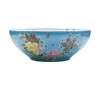 vidaXL Lavabo sobre Encimera Redondo, Lavamanos de Tocador, Lavabo de Fregadero, Lavamanos sobre Encimera para Baño Aseo, Cerámica Multicolor