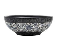 vidaXL Lavabo sobre Encimera Redondo, Lavamanos de Tocador, Lavabo de Fregadero, Lavamanos sobre Encimera para Baño Aseo, Cerámica Negro y Azul