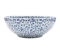 vidaXL Lavabo sobre Encimera Redondo, Lavamanos de Tocador, Lavabo de Fregadero, Lavamanos sobre Encimera para Baño Aseo, Cerámica Blanco y Azul