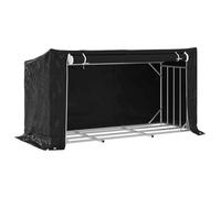 vidaXL Leñero Cubierta Lluvia 200,5x80,5x110,5 cm Acero galvanizado, Almacenamiento de leña, Soporte para leña para Chimenea, Almacenamiento de leña para Interior