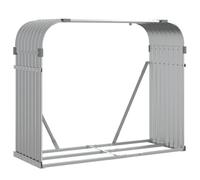 vidaXL Leñero, Estante Almacenaje de Leñas Troncos, Registro de Chimenea, Leñero de Chapas para Salón Jardín, Acero Galvanizado Gris Claro